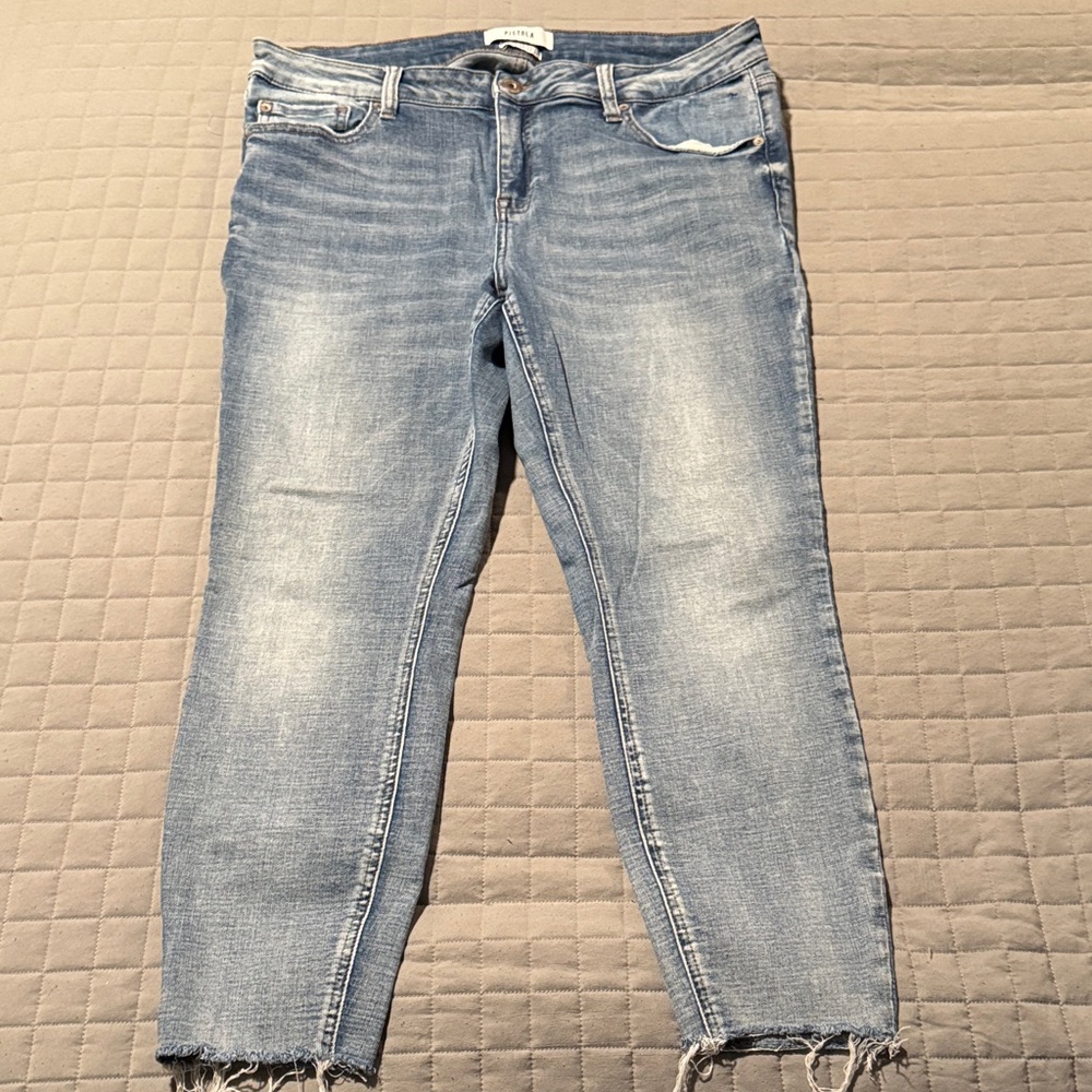 Pistola Raw Hem Skinny Blue Cropped Jeans Light Wash Size 32
